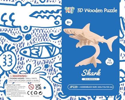 Georgie Porgy 3D Wooden Puzzles for Kids Toys Construction Woodcraft Kits DIY Model Puzzle Kits Birthday Gifts Pack of 2 (Shark Sea Turtle) - color: Shark Sea Turtle