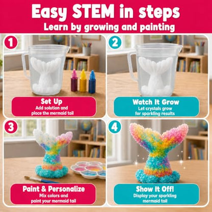 Crystal Growing Kit for Kids Ages 6-8, Mermaid STEM Science Craft Toy - color: Mermaid Crystal