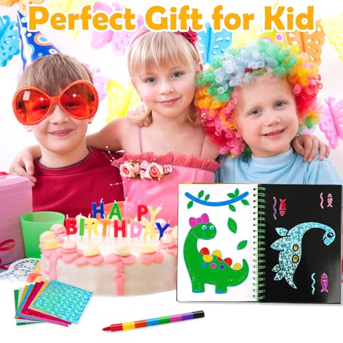 FUNNYB&G Foil Art Craft Kit for Kids, Sparkly Birthday Gift Toy for Kids - style: Dinosaur