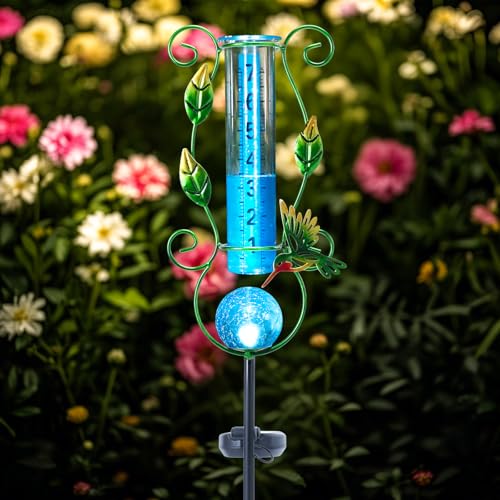 Rain Gauge Outdoor, Hummingbird Rain Gauges for Yard Patio Lawn Decor - color: blue