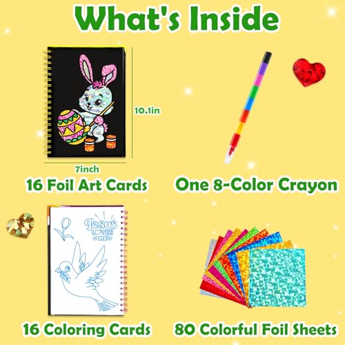 FUNNYB&G Foil Art Craft Kit for Kids, Sparkly Birthday Gift Toy for Kids - style: Christian