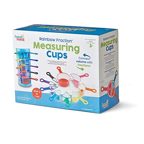 hand2mind Rainbow Fraction Measuring Cups, Set of 9, Ages 3+