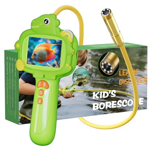 Kids Borescope Camera with Light, STEM Educational Toy, Green - color: Green