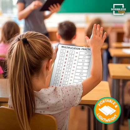 SCRIBBLEDO Multiplication Math 9”x12” Small White Board Dry Erase Sheets Math Manipulatives 3rd Grade Multiplication Times Table Chart Math Supplies Teacher Students Classroom Pack of 10 Sheets - color: Multiplication Chart