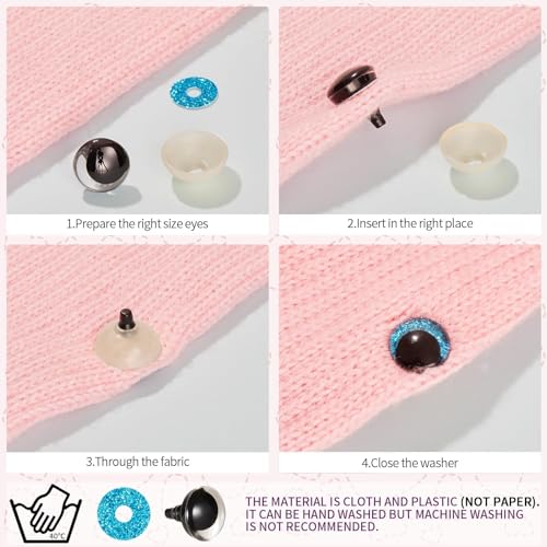 MUCUNNIA 120pcs 18mm 3D Sparkle Moon Safety Eyes for Amigurumi with Washers - size: 18mm