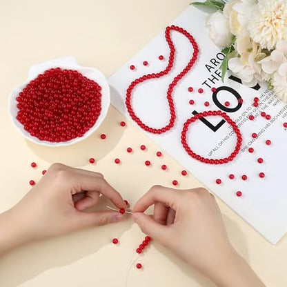 500Pcs Red Glass Beads for Bracelets - color: Red