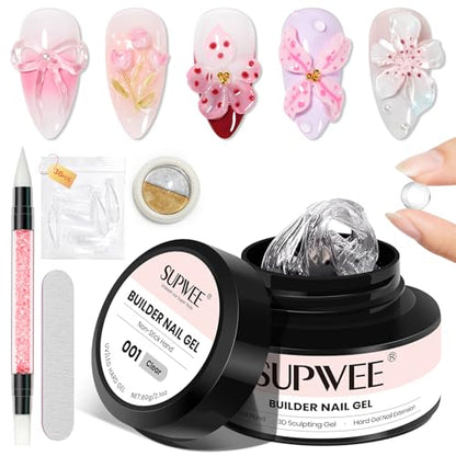 Solid Builder Nail Gel, 60g Clear 3D Nail Sculpting Hard Gel - color: Aqua Clear