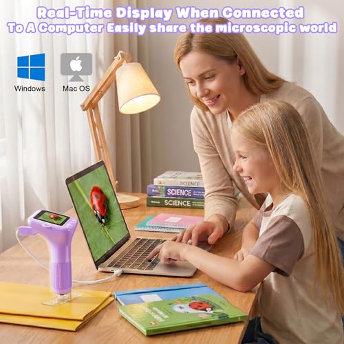 SEEKID Kids Microscope, 1000X Handheld Digital Microscope, 3" IPS (Purple) - color: Purple