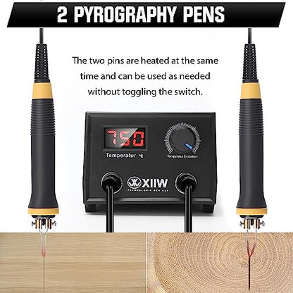 XIIW Wood Burning Kit 100W with 2 Pyrography Pens & 33 PCS Wire Tips - color: 35 PCS Wood Burning Tools