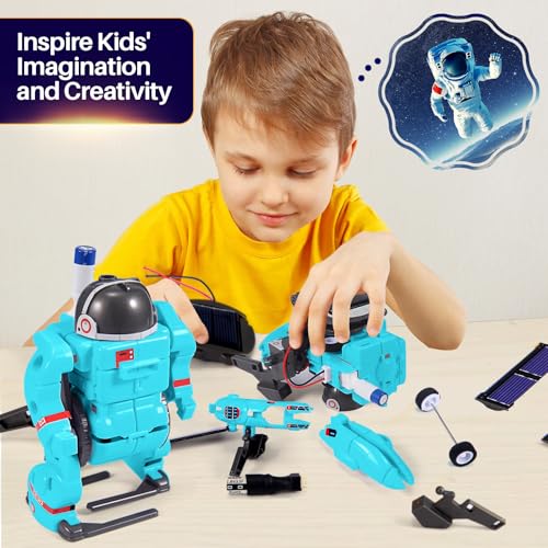 STEM Toys for Kids Ages 8-13, Christmas Birthday Gifts for 8 9 10 11 12 13 14 Year Old Teen Boys Girls, 6-in-1 Solar Robot Educational Science Building Experiment Kits - color: Light Blue
