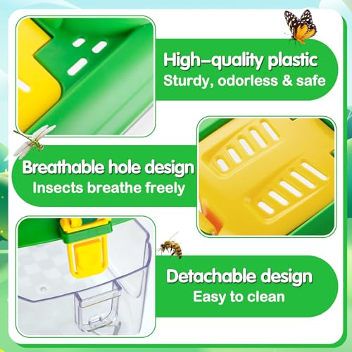 2 Sets Bug Catcher for Kids, Bug Catching Kit Gifts with Butterfly Net Toys - color: Green + Pink