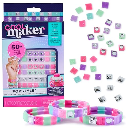 Cool Maker, PopStyle Expansion Pack, Bracelet Making Kit, over 50 Gem Beads, Makes 3 (Packaging May Vary), Arts and Crafts Kids Toys for Ages 7 and up - style: Bracelet Maker Expansion Pack
