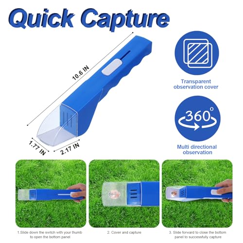 2Pcs Small Animals Catcher Quick Release Humane Catching Tool Clear Contactless Observer Kids Adults Nature Exploration Container to Capture Butterflies, Bees, Spiders, etc (Yellow+Blue) - color: Yellow+blue