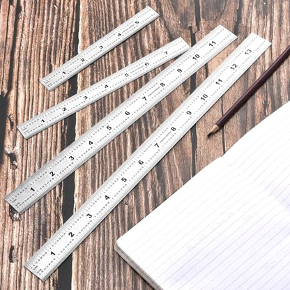 Machinist Ruler - Metal Rulers Pack of 4, 6/8/12/14 Inch Metric MM Ruler, Stainless Steel