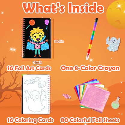 FUNNYB&G Halloween Foil Art Craft Kit for Kids, Halloween Toy Gift for Kids - style: Halloween