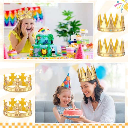 Yaomiao 22 pack DIY Crowns Set Include 12 Pcs Foam Princess Crowns and 10 Pcs Diamond Sticker for Kids - color: Gold, style: Classic