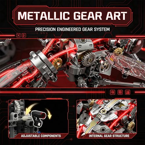 Mechanical Mosquito Building Block Kit, Dual Power Motor & Hand-Crank, Flapping Wings Moving Abdomen, Transparent Gear STEM DIY Model, - color: Mosquito Building With Motor