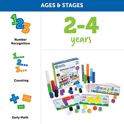 Learning Resources MathLink Cubes Preschool Math Activity Set - Classroom Must Haves, Teacher School Supplies, Toddler Montessori Toys,Building Blocks, Math Manipulatives, Homeschool Games - style: Preschool Activity Set