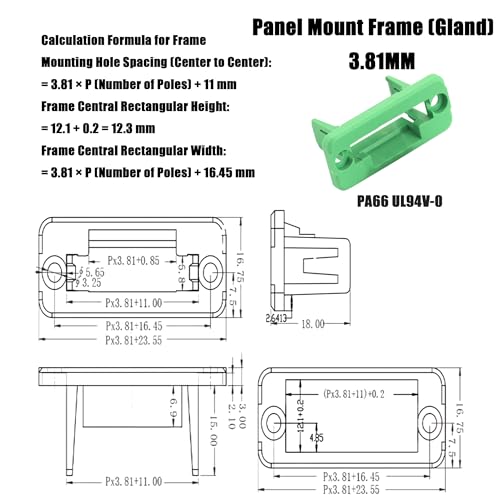 5Sets 2Pin 3.81mm Through-Wall Screw Terminal Block Connectors - size: 2 Pin