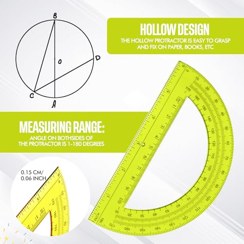 EBOOT Drawing Compass and 6 in Protractor Geometry Set, Yellow - color: Yellow