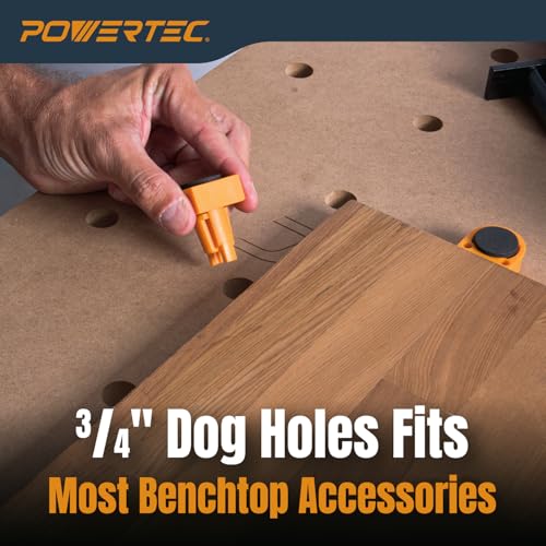 POWERTEC Arachni-Flex 24" x 48" Foldable Workbench Tabletop - Portable Work Surface with Pre-drilled Dog Holes, T-Tracks & Quick-Insert Locks for Arachni Flex Woodworking Collapsible Workstand (72034) - style: Tabletop - Dog Hole/T-track