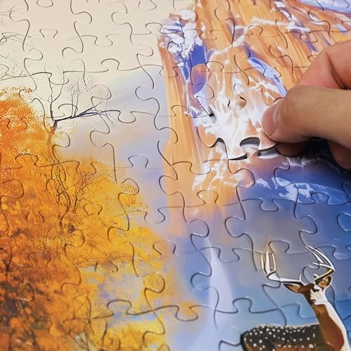 Think2Master Cabin by the Falls 1000 Pieces Large Format Jigsaw Puzzle: 13+, Teens, Adults & Families. Scenic Autumn Mountain Landscape with Log Cabin, Waterfall. Great Gift. Size: 26.8” X 18.9” - style: Cabin by the Falls