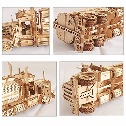 3D Wooden Tank Truck Puzzle, Wood Crafts DIY Assembly Mechanical Truck Model Kits, Wooden STEM Brain Teaser Puzzles, Christmas Birthday Gifts for Adults & Teens - color: Tank Truck