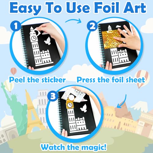 FUNNYB&G Foil Art Craft Kit for Kids, Sparkly Birthday Gift Toy for Kids - style: Building
