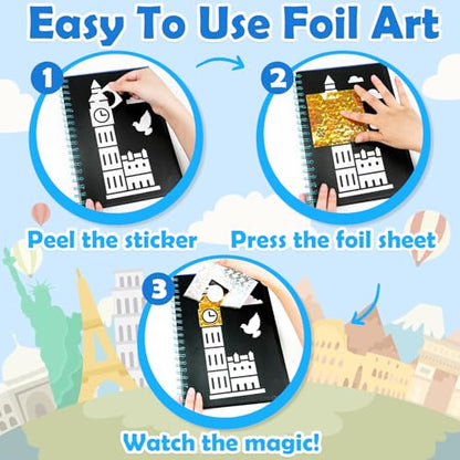 FUNNYB&G Foil Art Craft Kit for Kids, Sparkly Birthday Gift Toy for Kids - style: Building