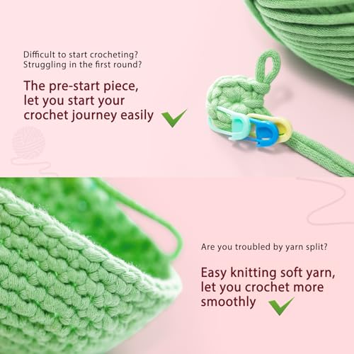 Crochet Kit for Beginners Adults - Cow Starters Crocheting Animal Kits for Teen, DIY Craft Birthday Gift with Crochet Yarns, Hook, Step-by-Step Video, Instruction and Crochet Accessories - color: Pink Cow