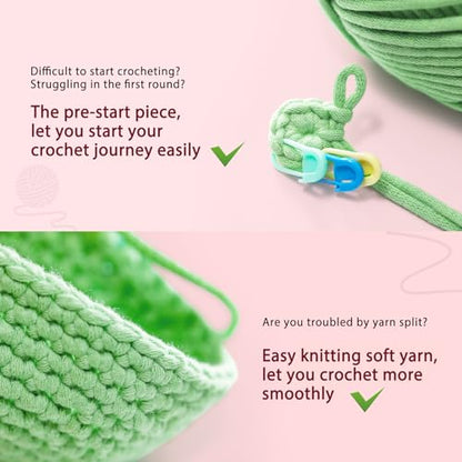 Crochet Kit for Beginners Adults - Cow Starters Crocheting Animal Kits for Teen, DIY Craft Birthday Gift with Crochet Yarns, Hook, Step-by-Step Video, Instruction and Crochet Accessories - color: Pink Cow