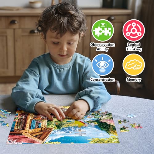 4-Pack 100 Piece Puzzles for Adults Seniors, Four Seasons Mountain Scenes - color: Four Seasons Scenery