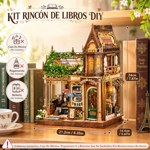 CRIOLPO Book Nook Kits Miniature House Kit for Adults with LED Lights - color: Huaying Bookstore