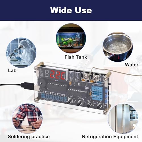 Thermocouple Thermometer DIY Kit, DC 4.5-5V Digital Temperature Humidity Sensor Soldering Project with High Low Temperature Warning -58℉ to 842℉ Thermocouple Soldering Kit for Back to School Education