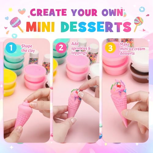 Shappy 51 Pcs Air Dry Clay Kit Ice Cream DIY Craft Kit