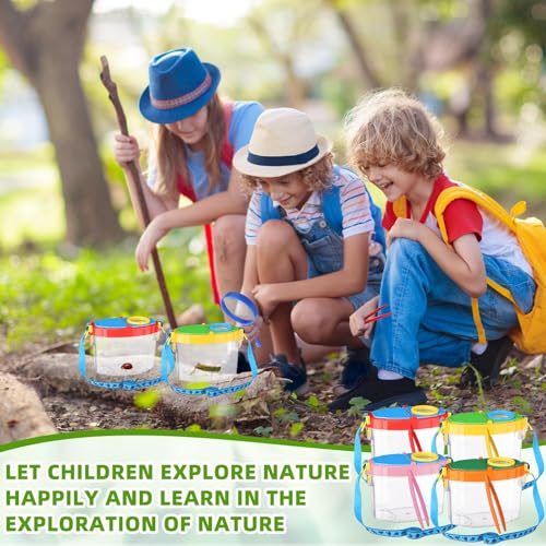 Halloscume 4 Pack Bug Catcher Insect Viewer for Kids with Tweezers, Bright - color: Bright