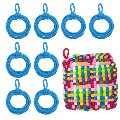 MECCANIXITY 50 Pcs Potholder Loom Refill Loops, Elastic Potholder Weaving Refill Loops Knitting Kit Supplies in Rainbow Colors for Girls Beginners DIY Crafts 7" Weaving Loom, Blue - color: Blue