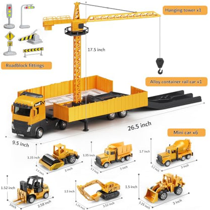 WEOLULU Construction Truck Toys Birthday Gift for 3-5 Year Old Boys - color: Yellow