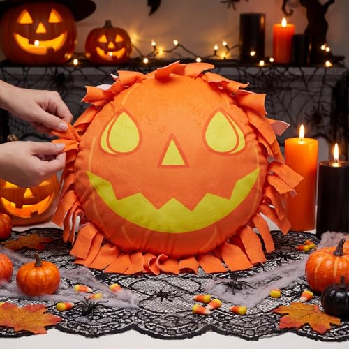 Weysat 6 Sets Halloween Pumpkin Tied Pillow Craft Kit Jack-o'-Lantern - style: Halloween Pumpkin