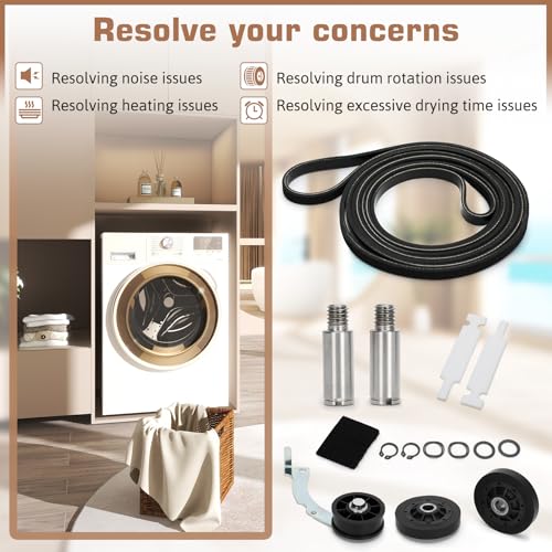 Upgraded RB170002 Dryer Repair Kit for Speed 1992 & Newer SM Dryer, Include RB170002 Dryer Roller Kit, D516792 Dryer Idler Pulley, 93.3'' D511255P Dryer Belt & RB170003 Dryer Drum Glide Kit