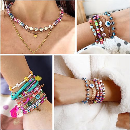 Silver Clay Beads for Bracelets Jewelry Making - color: Silver Clay Beads