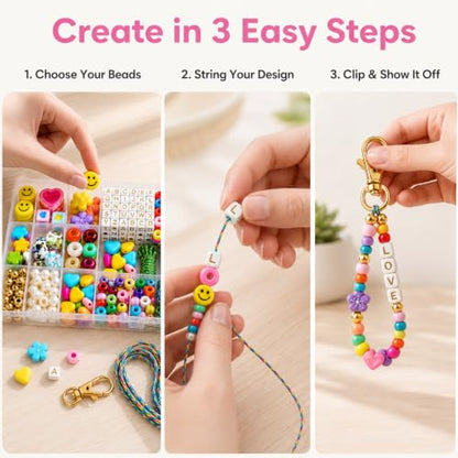 Kdpuei 421PCS Bead Keychain Making Kit, Keychain Bead Kit, DIY Bag Charm Set with Acrylic Heart Star Flower Alphabet Beads, Bead Keychain Kit, Jewerly Making Kit for Girls Women - size: 421PCS Bead Keychain Making Kit