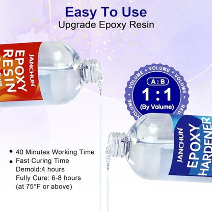 JANCHUN Epoxy Resin Kit 32oz, Bubble Free Crystal Clear Resin - size: 32 fl oz