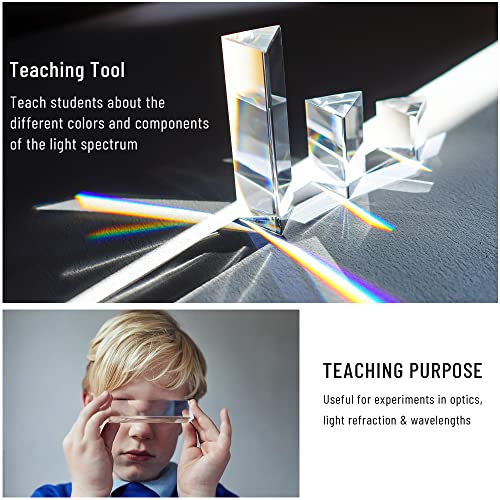 3pc Equilateral Crystal Prisms Set -1",2" & 4" Crystal Triangular Prism