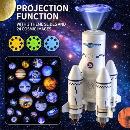 Space Rocket Toys STEM Launch Set with Light,Sound & Smoke, Educational Aerospace Model for Kids Projection Lamp & 2 Astronauts Gift for Boys Girls 3 4 5 6 7 8 Years Old - color: Standard Rocket