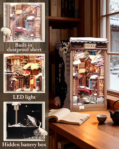 CUTEBEE Book Nook Kit, Japanese DIY Miniature Dollhouse for Adults - color: Kyoto Snow Whisper