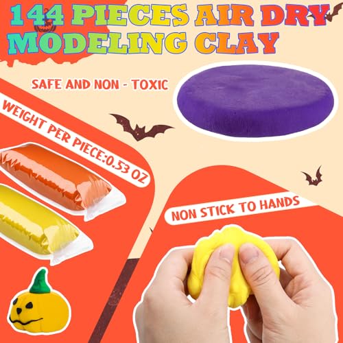 VioraWhite 144 Pcs Air Dry Clay Bulk 76 oz Halloween DIY Modeling Clay Kit - color: Halloween Color