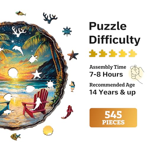 Jigfoxy Wooden Puzzle for Adults, Sunset Beach Wood Puzzles Adult - color: Sunset Beach, size: Extra Large