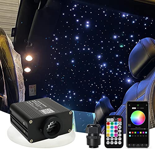 AMKI 16W Starlight Headliner Kit Twinkle+Sound Activated Mixed 460pcs 9.8ft Cable End Glow Fiber Optic Light APP/Remote Control RGBW Starlight Box for Car Home Star Ceiling Decor - size: 460pcs*(0.03in+0.04in+0.06in)*9.8ft+Regular