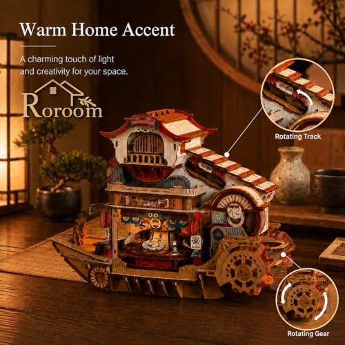 Roroom Mechanical 3D Wooden Puzzles for Adults, 425pcs Wood Building Kit - color: Nautical Sushi
